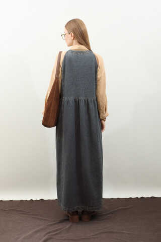 Halter Yaka Denim Jile Koyu Mavi - 19