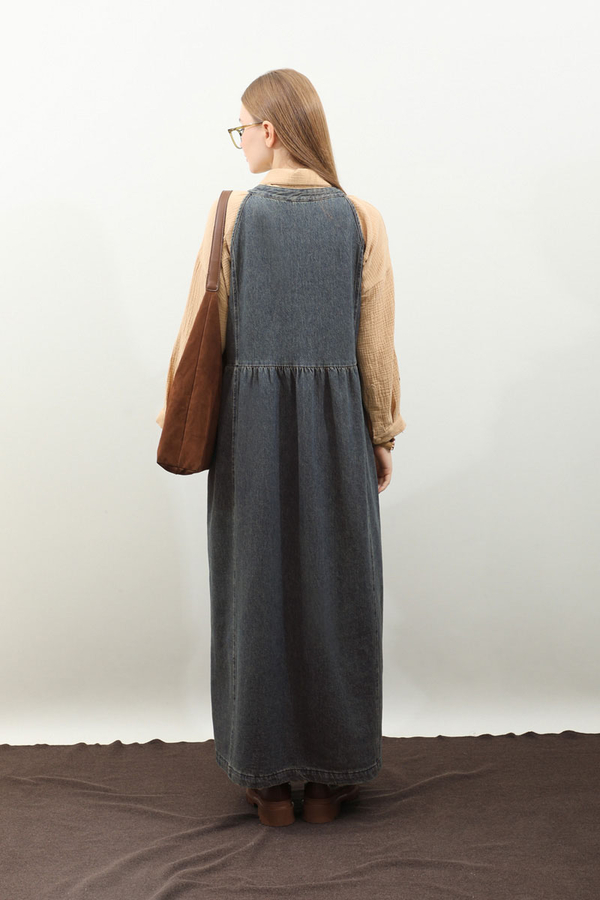 Halter Yaka Denim Jile Koyu Mavi - 19