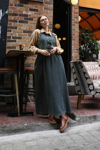 Halter Yaka Denim Jile Koyu Mavi - 4