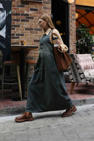 Halter Yaka Denim Jile Koyu Mavi - 5