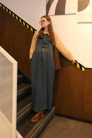 Halter Yaka Denim Jile Koyu Mavi - 10