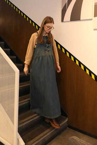 Halter Yaka Denim Jile Koyu Mavi - 11