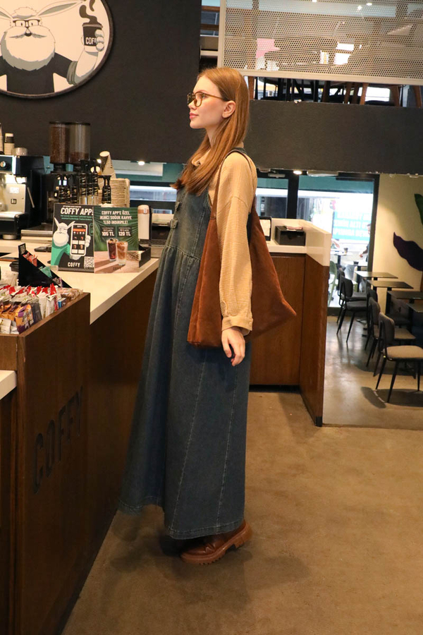 Halter Yaka Denim Jile Koyu Mavi - 13