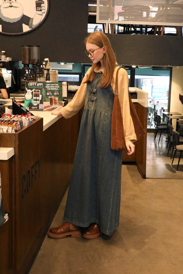 Halter Yaka Denim Jile Koyu Mavi - 14