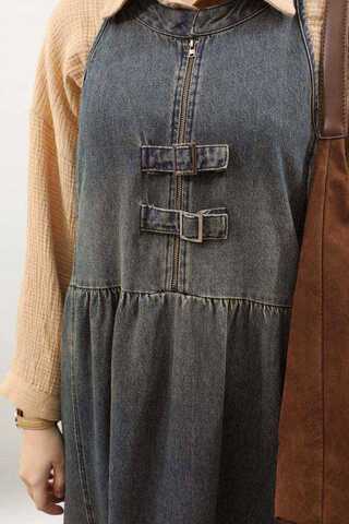 Halter Yaka Denim Jile Koyu Mavi - 18