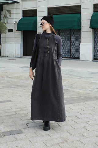 Halter Yaka Denim Jile Siyah - 3