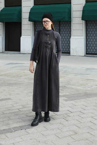 Halter Yaka Denim Jile Siyah - 1