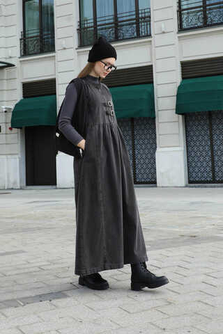 Halter Yaka Denim Jile Siyah - 2