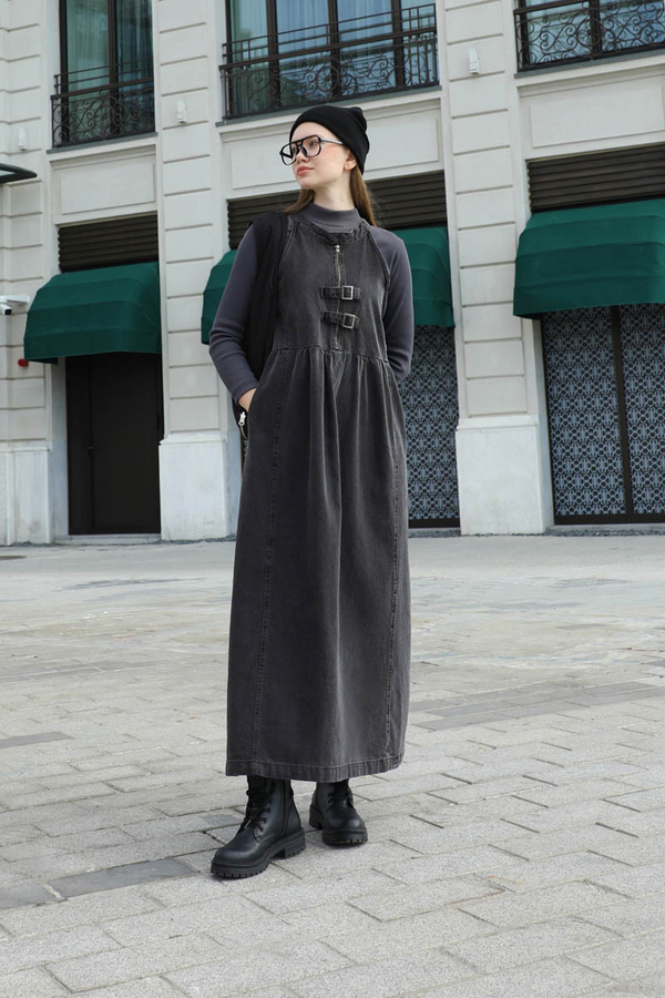 Halter Yaka Denim Jile Siyah - 4