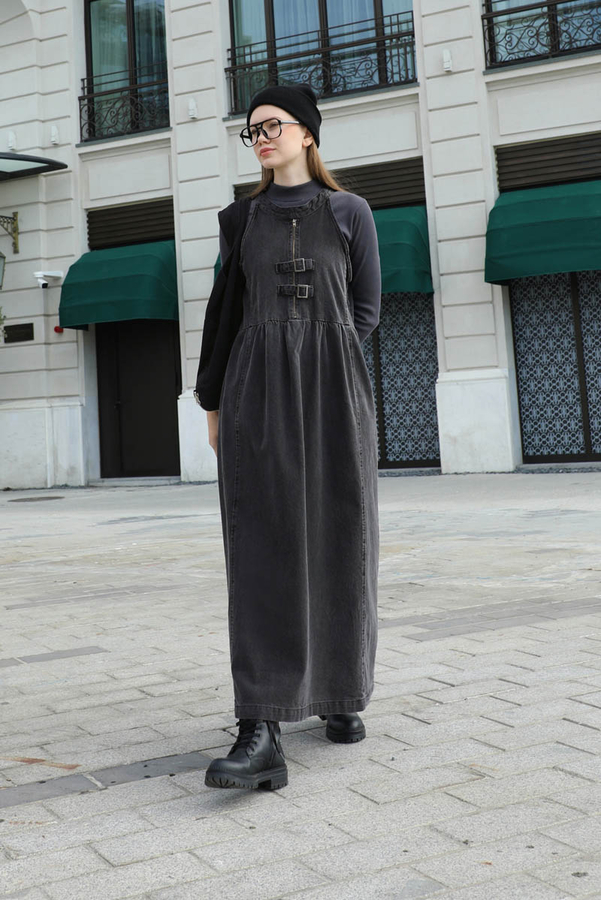 Halter Yaka Denim Jile Siyah - 6