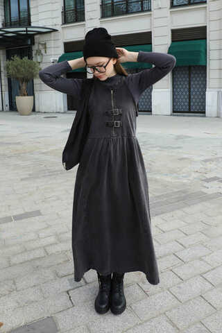 Halter Yaka Denim Jile Siyah - 7