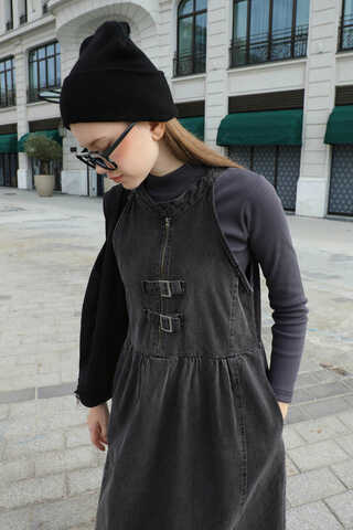 Halter Yaka Denim Jile Siyah - 8