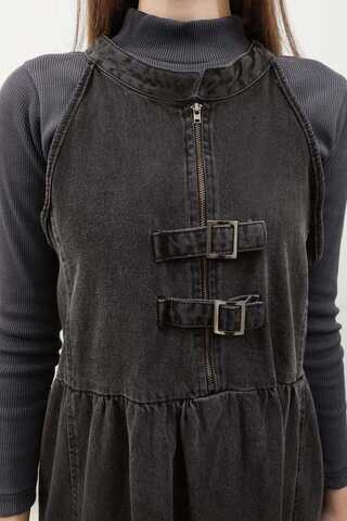 Halter Yaka Denim Jile Siyah - 10