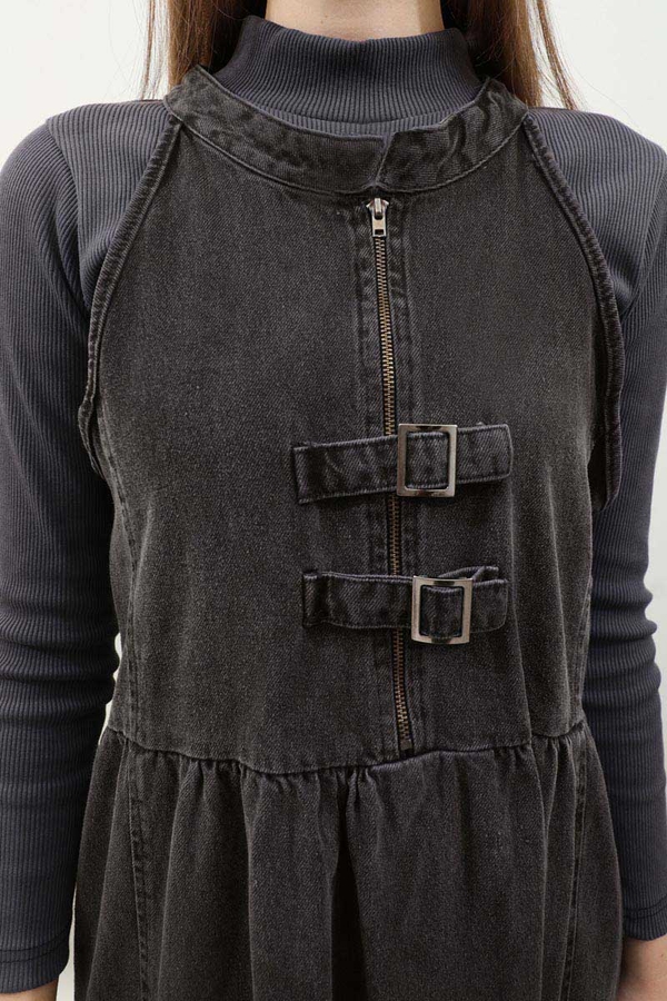 Halter Yaka Denim Jile Siyah - 10