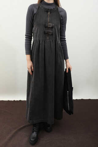 Halter Yaka Denim Jile Siyah - 11