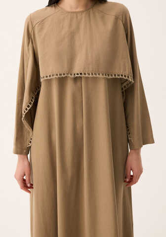 Hasır Biyeli Dilge Elbise Camel - 10