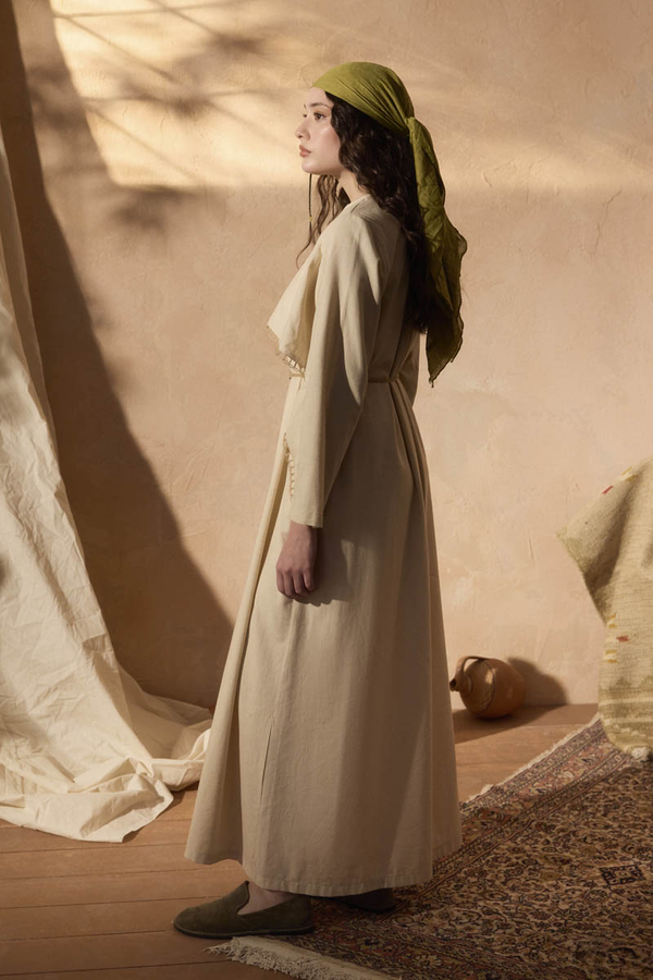 Wicker Trimmed Dilge Dress Stone - 5