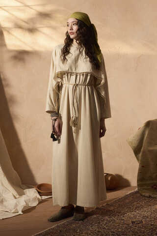 Wicker Trimmed Dilge Dress Stone - 2