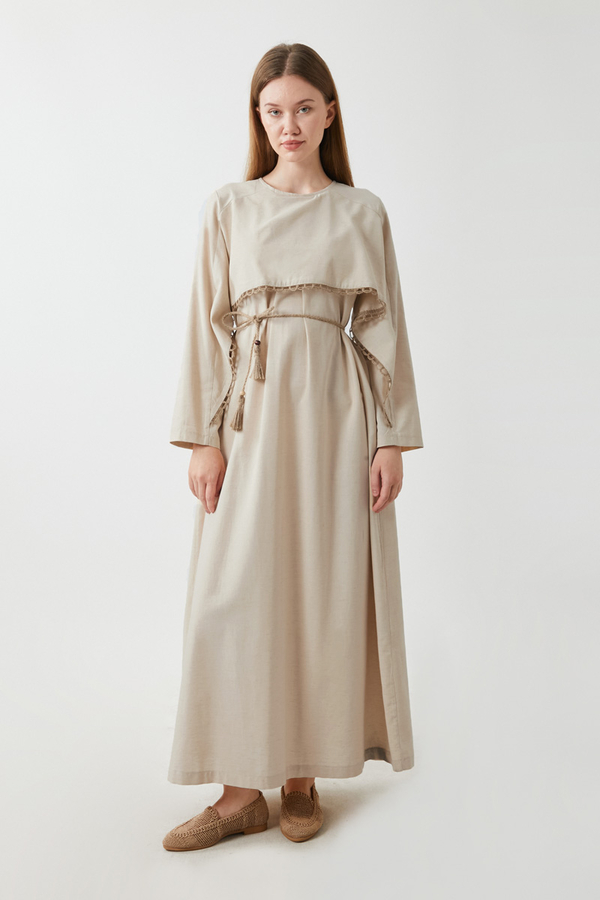 Wicker Trimmed Dilge Dress Stone - 7