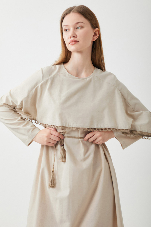 Wicker Trimmed Dilge Dress Stone - 11