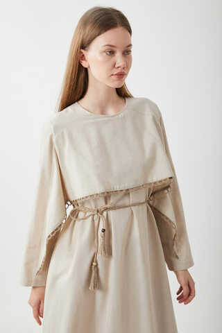 Wicker Trimmed Dilge Dress Stone - 9