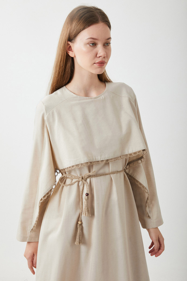 Wicker Trimmed Dilge Dress Stone - 9