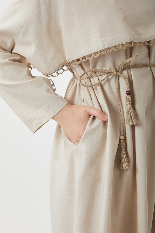 Hasır Biyeli Dilge Elbise Taş - 10