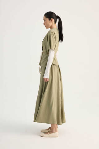 Hasır Biyeli Etek Takım Açık Haki - 7