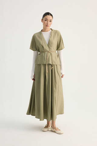 Hasır Biyeli Etek Takım Açık Haki - 8