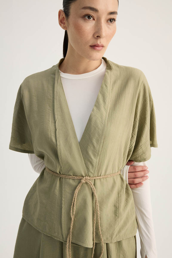 Hasır Biyeli Etek Takım Açık Haki - 6