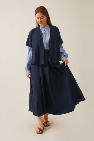 Hasır Biyeli Etek Takım Lacivert - 10