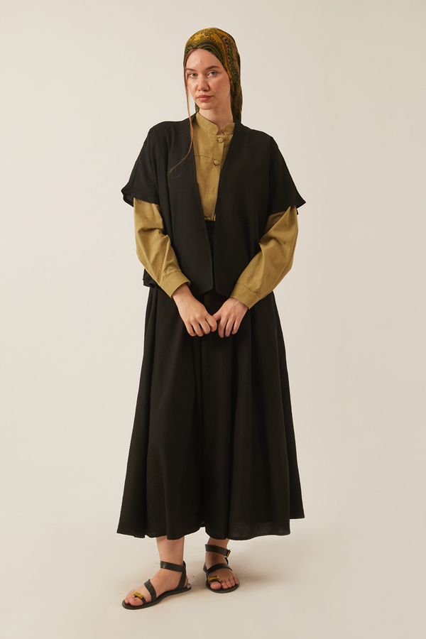 Hasır Biyeli Etek Takım Siyah - 1