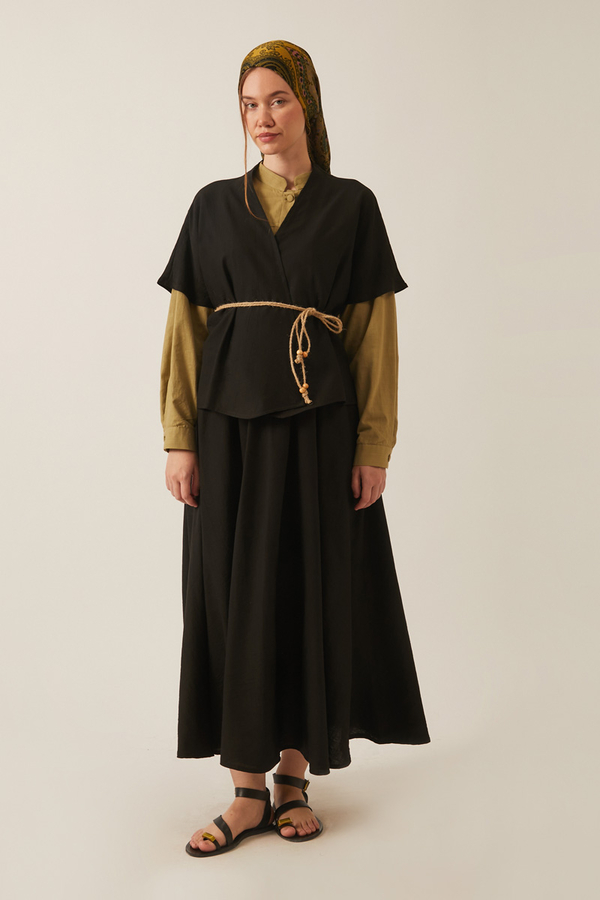 Hasır Biyeli Etek Takım Siyah - 3