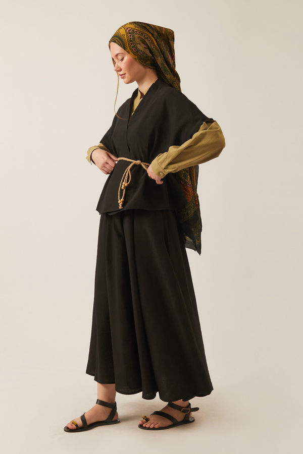 Hasır Biyeli Etek Takım Siyah - 4