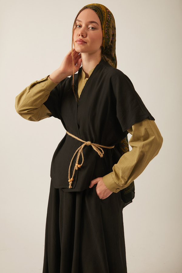 Hasır Biyeli Etek Takım Siyah - 7