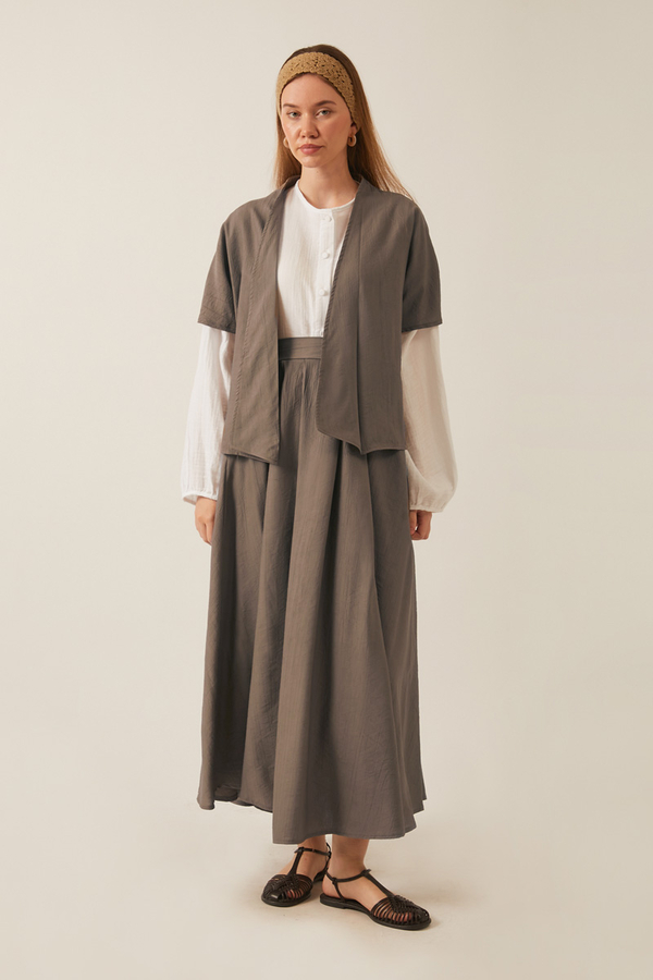 Hasır Biyeli Etek Takım Toprak - 2