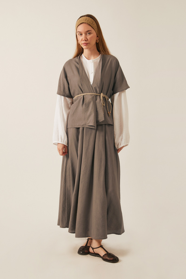 Hasır Biyeli Etek Takım Toprak 