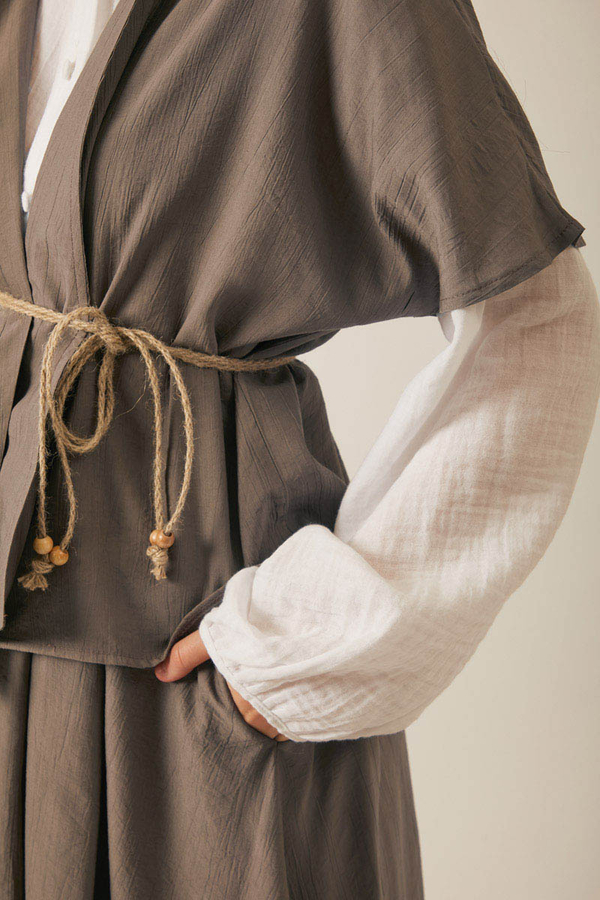 Hasır Biyeli Etek Takım Toprak - 6