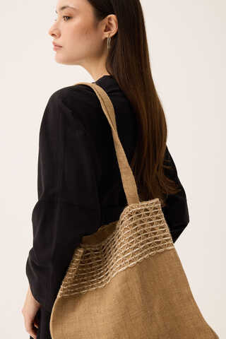 Hasır Çanta Camel - 12