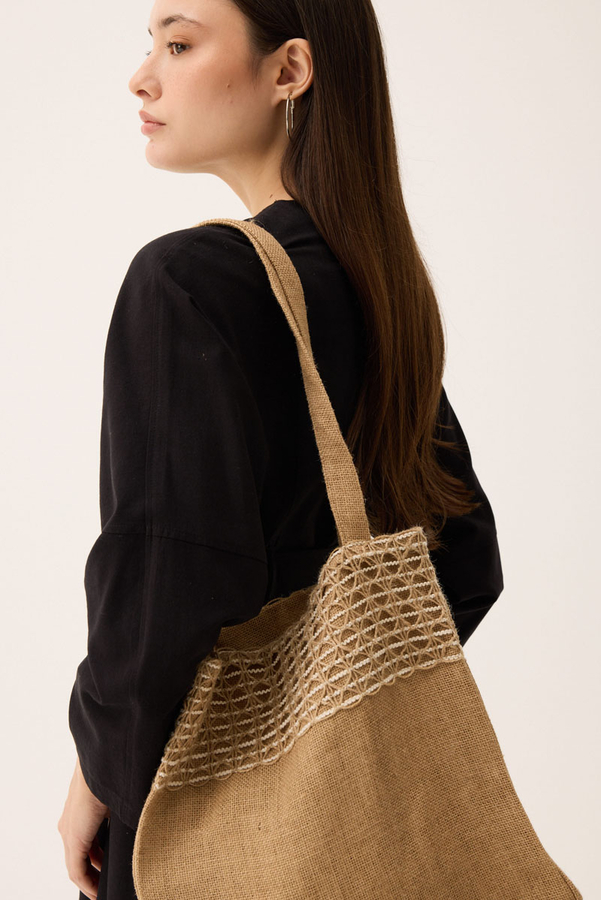 Hasır Çanta Camel - 12