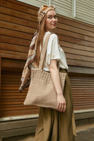 Hasır Çanta Camel - 5