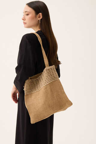 Hasır Çanta Camel - 11