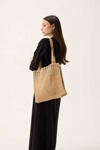 Hasır Çanta Camel - 13