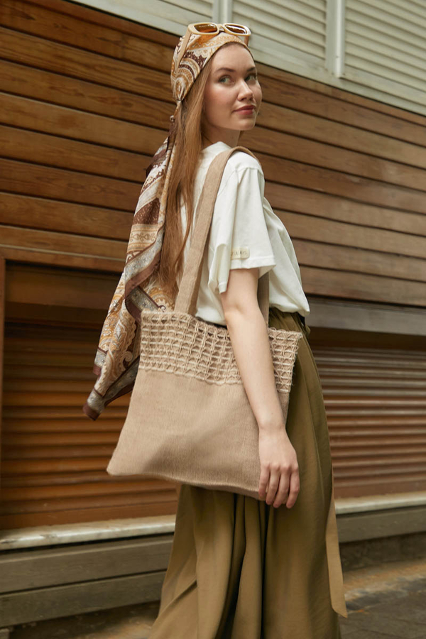 Hasır Çanta Camel - 5