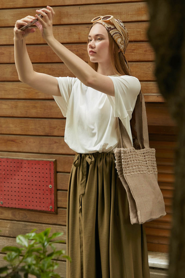 Hasır Çanta Camel - 3