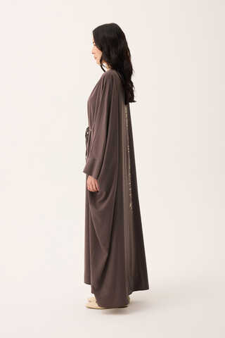 Hayal Abaya Takım Kahverengi - 6