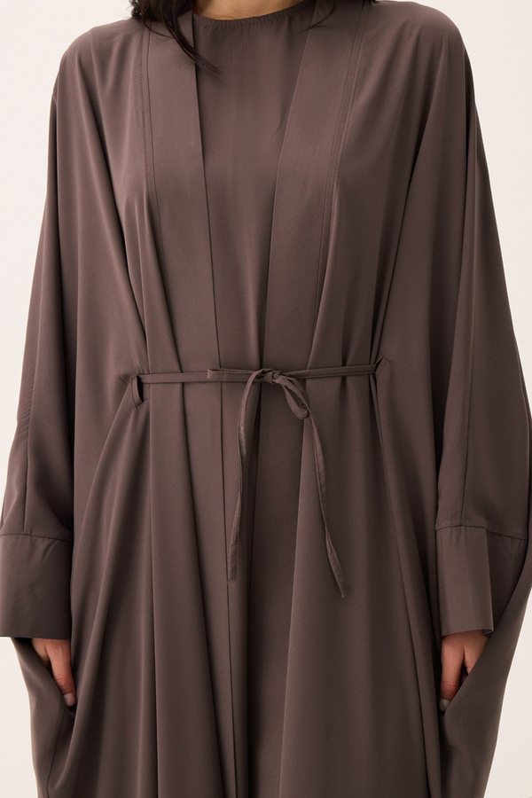 Hayal Abaya Takım Kahverengi - 5