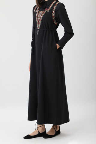 Hazal Ethnic Embroidered Pinafore Black - 9