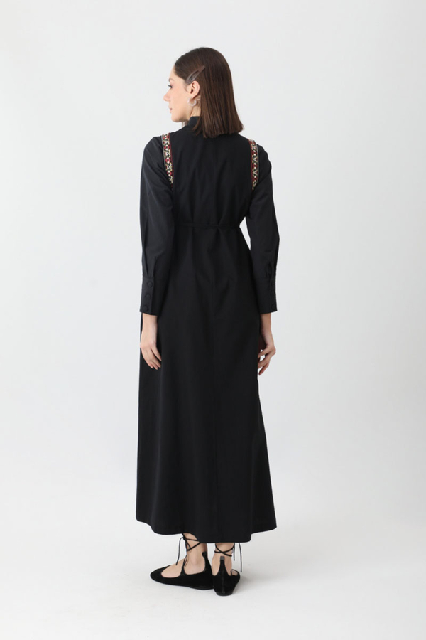Hazal Ethnic Embroidered Pinafore Black - 10