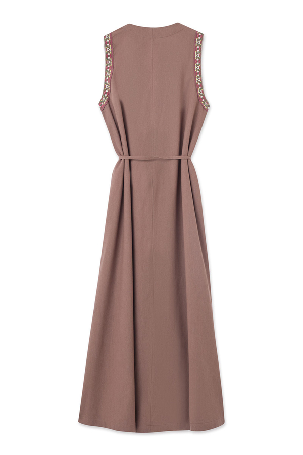 Hazal Ethnic Embroidered Pinafore Taupe - 6